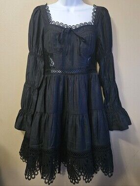 NWT Miss Selfridge Women's Size S Black Longsleeve Dress Goth Renaissance